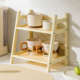 Cup Storage Rack Rattan-like Cup Holder Double-layer Desktop Sundries Water Cup Storage Rack Dormitory Kitchen Storage Rack