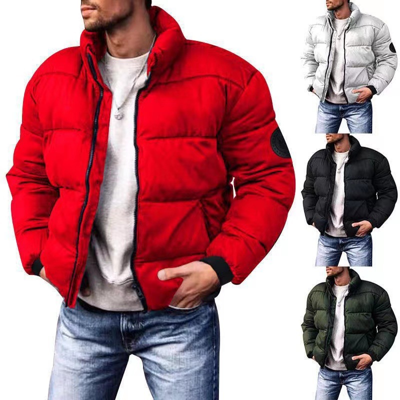 Men's Winter Coat Warm Padded Jacket Stand Collar Casual Coat_voghion.com