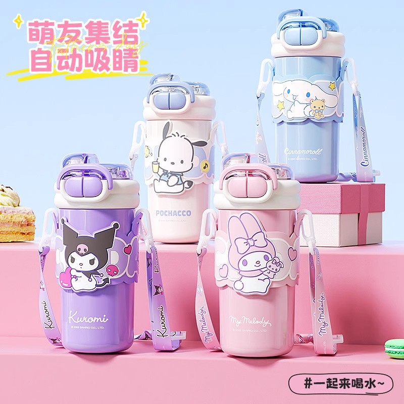 Taza termo de gran capacidad Sanrio para niñas de alto valor 2025 nuevos estudiantes para ir a la escuela taza de agua para niños de doble bebida