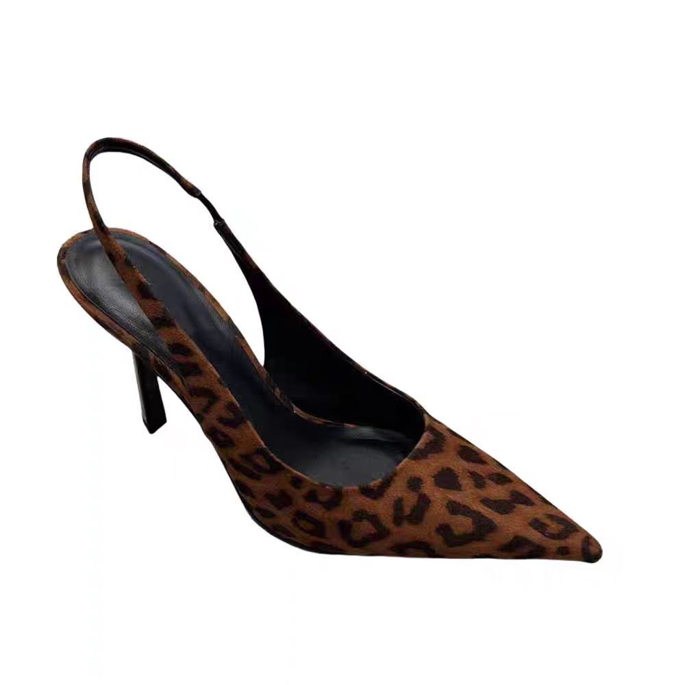 Niche French-style Leopard Print Closed-toe Sandals, Fairy Shoes, 2025 New Spring-summer Elegant High-heeled Shoes_vogvips.com