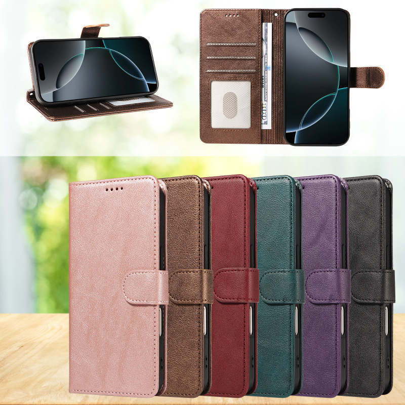 Suitable for Samsung A27 5g Mobile Phone Case A57/A37 Business Solid Color Leather Case with Card Holder and Stand Protective Cover
