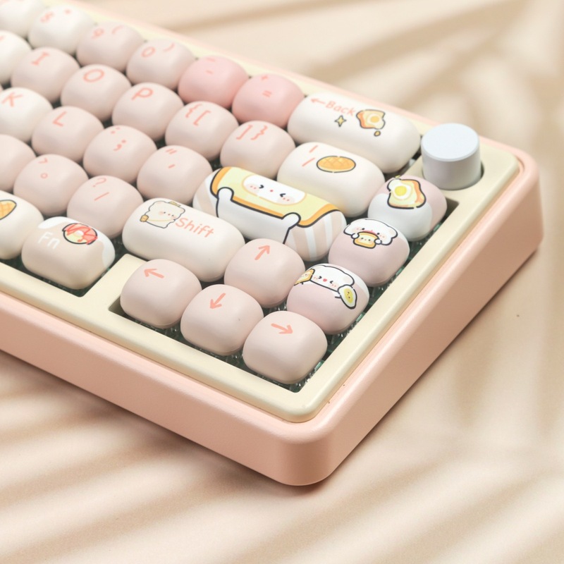 MOG Steamed Bread Key Cap Bread Bear Big Full Set PBT Thermal Sublimation Key Cap Separate Space 7u Supplement
