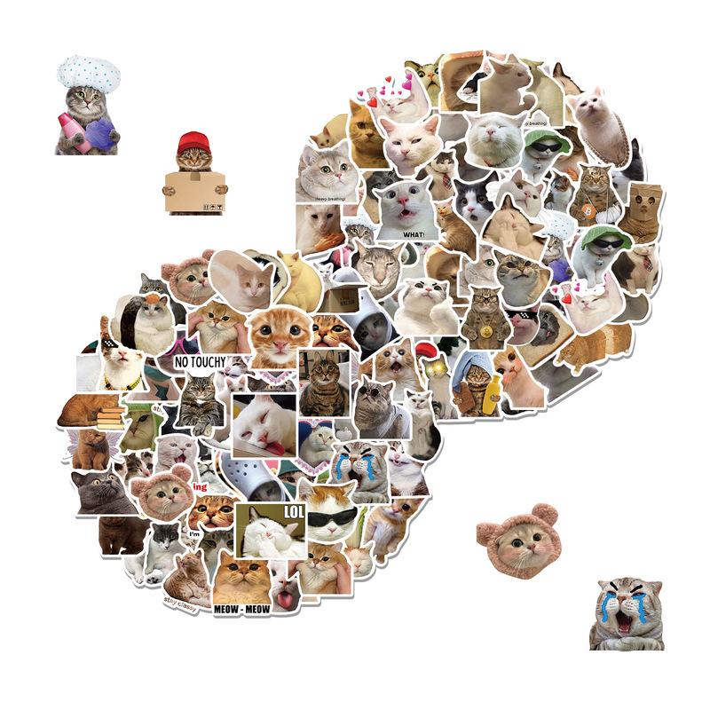 50-217 cross-border explosions funny cat dog expression bag graffiti stickers decorative luggage waterproof stickers