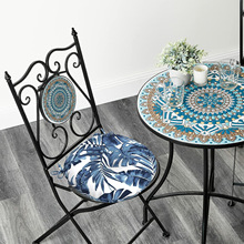 防水涤沦印花椅垫套出口跨境美式单人装饰室内户外全天候锁孔椅垫