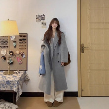 外套女秋冬灰色大衣风衣女款2025新小个子冬加厚毛呢正肩显瘦穿搭