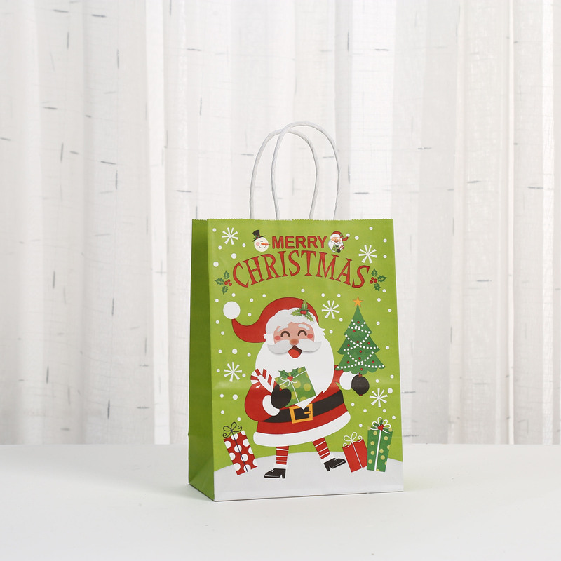 クリスマス包装袋印刷漫画ショッピングバッグクラフト紙袋パーティーキャンディギフトバッグ卸売テイクアウトバッグ|undefined