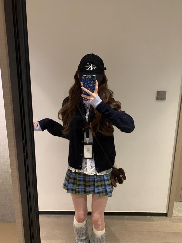 韩系早秋季氛围感穿搭假两件上衣针织衫女外搭小个子开衫毛衣外套|undefined