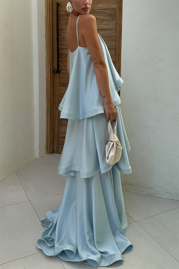 Robe-débardeur en satin pour femme, plusieurs couches, style décontracté et ample, nouveauté printemps-été_voghion.com