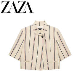 ZAZA 自制欧美风 批发女装 时尚百搭 短款条纹西装外套7005786710