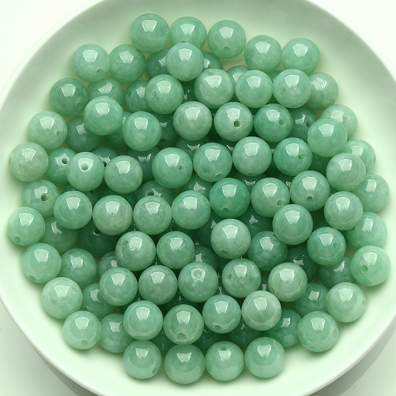 天然ミャンマー翡翠a品豆緑氷もち種玉老坑翡翠手作りネックレスブレスレット散珠部品|undefined