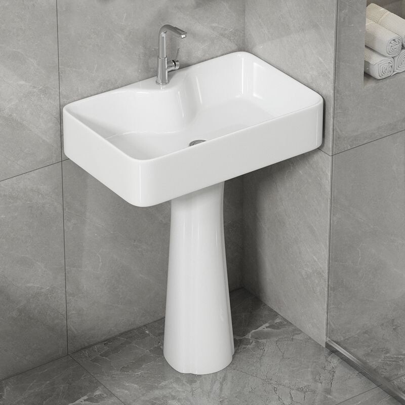 Household washbasin, simple pedestal basin, integrated ceramic washbasin, small-sized floor-standing bathroom washbasin