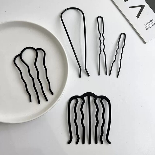 Lazy people's hairstyle artifact ball hair ornament U-shaped comb metal hair comb hairpin women's high-end hairpin temperament headwear