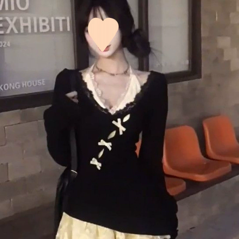 Сладкое и свежее летнее кружевное платье с длинным рукавом и тонким бретелем для свидания, модный костюм 2025