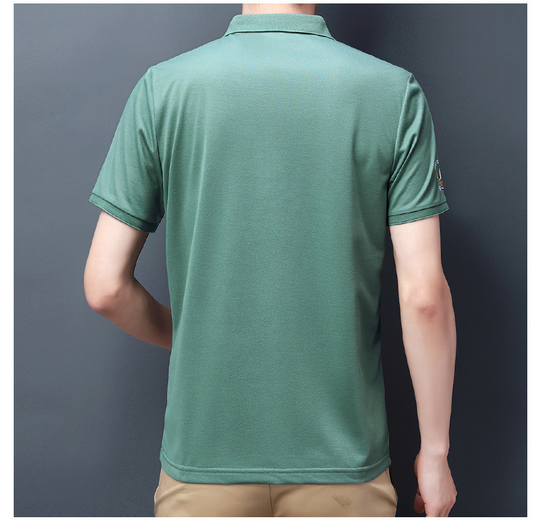 2024 Summer Pure Cotton POLO Shirt, Fashionable Casual High-end Embroidered Turn-down Collar Short Sleeve T-shirt Men's_viptrois.com