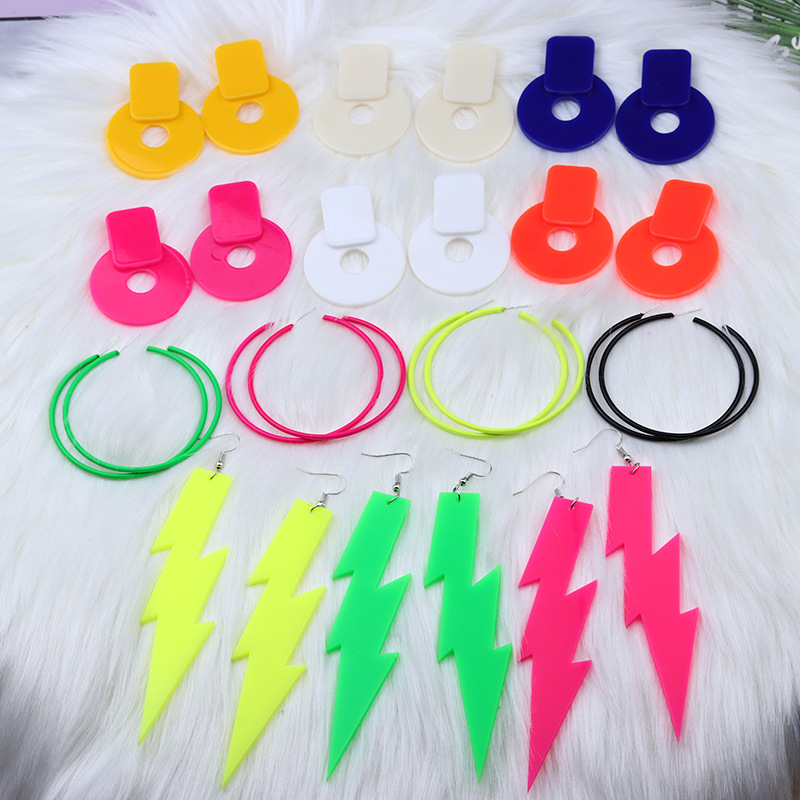 15g Weight Earrings Classification Daily Occasion Acrylic Material Geometric Pattern Women'S Gender Simple Style Style Simple Style Geometric Arylic Earrings 6