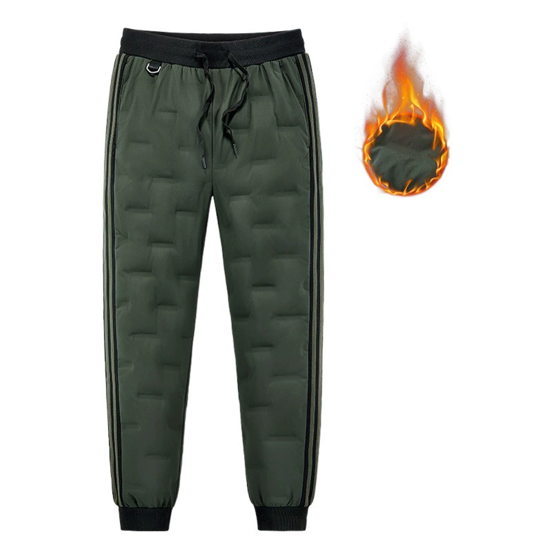 Новые Зимние Повседневные пуховые брюки, мужские уличные ветрозащитные теплые Холодостойкие спортивные модные хлопковые брюки больших размеров