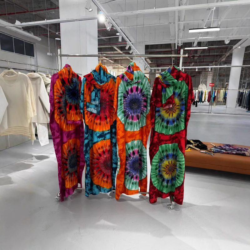 Direct Supply from Source Factory: Fashionable Printed African Muslim Suit Robe Dress, Popular Spring and Summer Live Broadcast Item