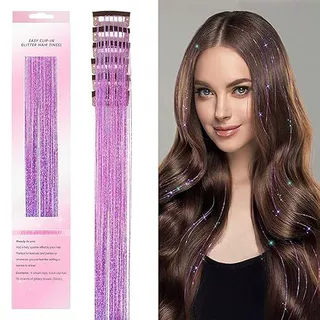 跨境镭射金丝6件套tinsel hair七彩闪亮金银丝礼盒BB夹单卡假发片
