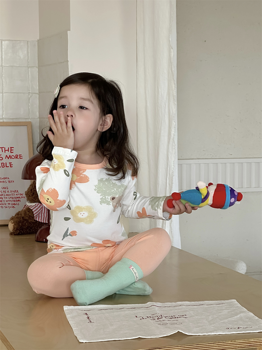 Conjunto de ropa infantil para primavera, estilo coreano, ropa para niñas, conjunto de dos piezas, pijamas de primavera para bebés