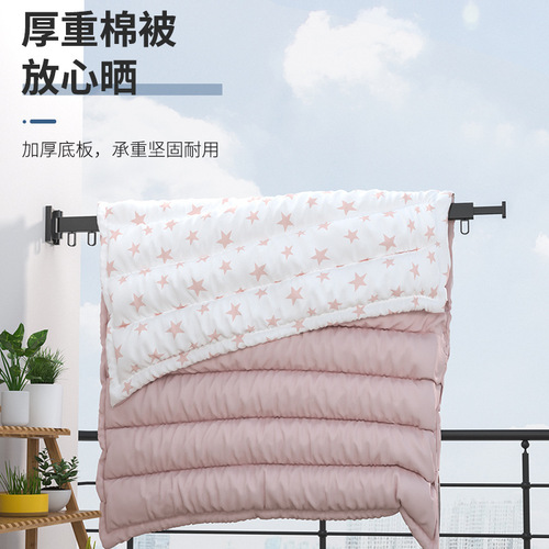 Balcony wall-mounted folding clothes drying rack indoor invisible telescopic clothes drying rod storage clothes drying rack quilt artifact