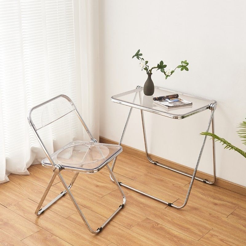 Mesa de acrílico transparente celebridad neta ins simple y moderno dormitorio doméstico balcón mesa y silla mesa portátil extraíble