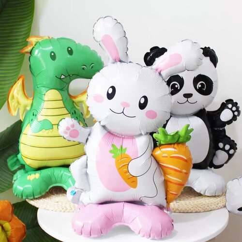 New Year God of Wealth Lucky Cat Cartoon Table Standing Aluminum Film Balloon Animal Base New Year's Day Shopping Mall Activities Children