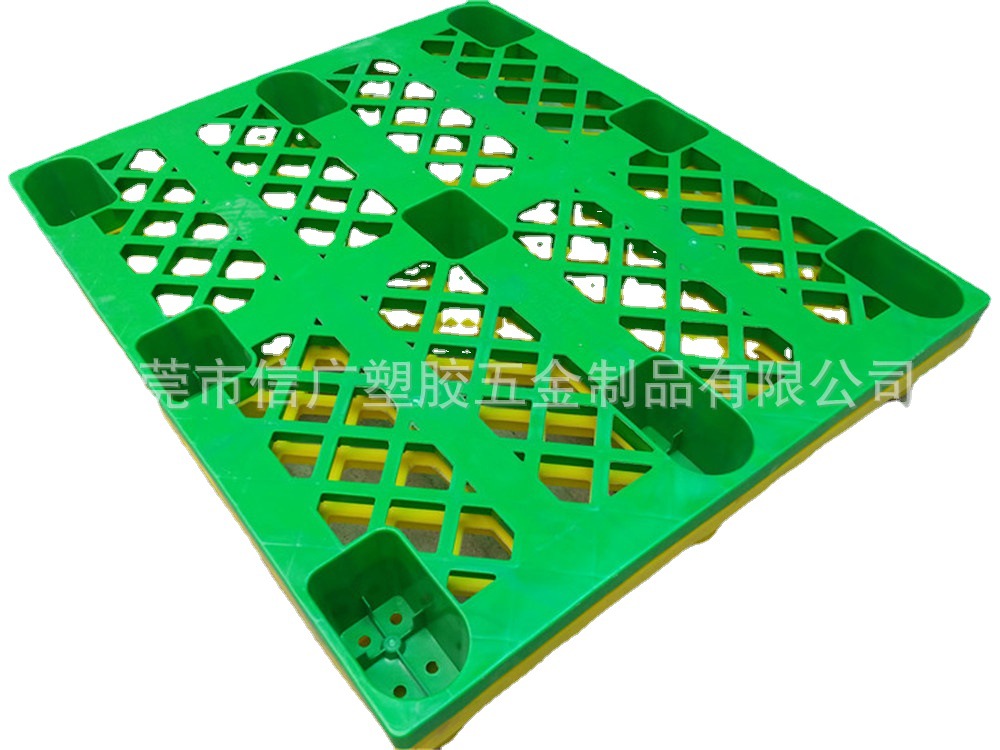 加厚抗压黄色九脚托盘 防水耐寒塑料栈板垫板 绿色全新料卡板叉车