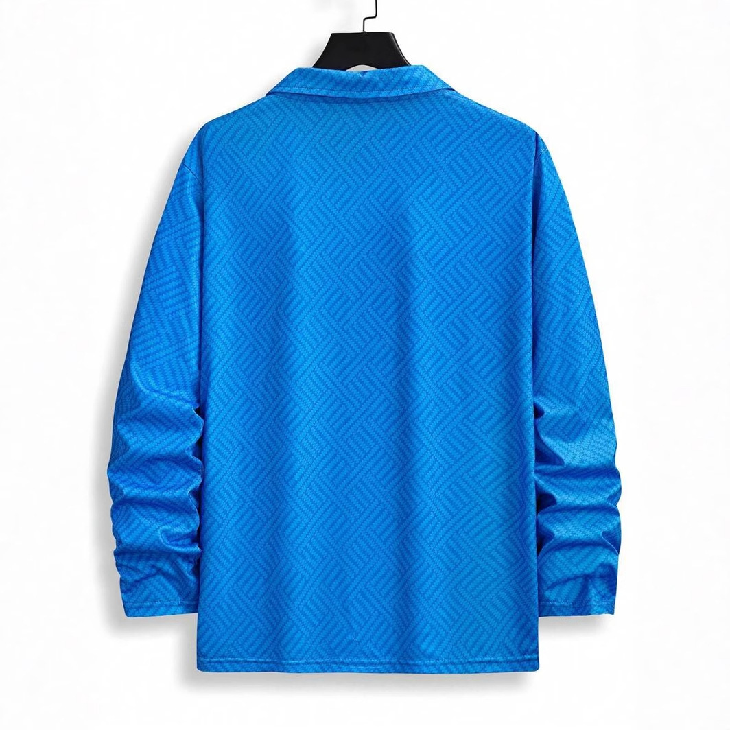 AliExpress europeo y americano comercio exterior transfronterizo hombres casual de malla salvaje suelta transpirable camisa POLO de manga larga con cremallera