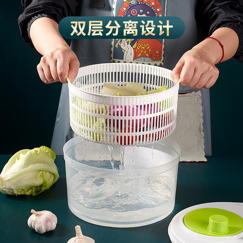 Kitchen salad vegetable tool dehydrator household vegetable basin fruit spin dryer hand shake to remove water and spin dryer