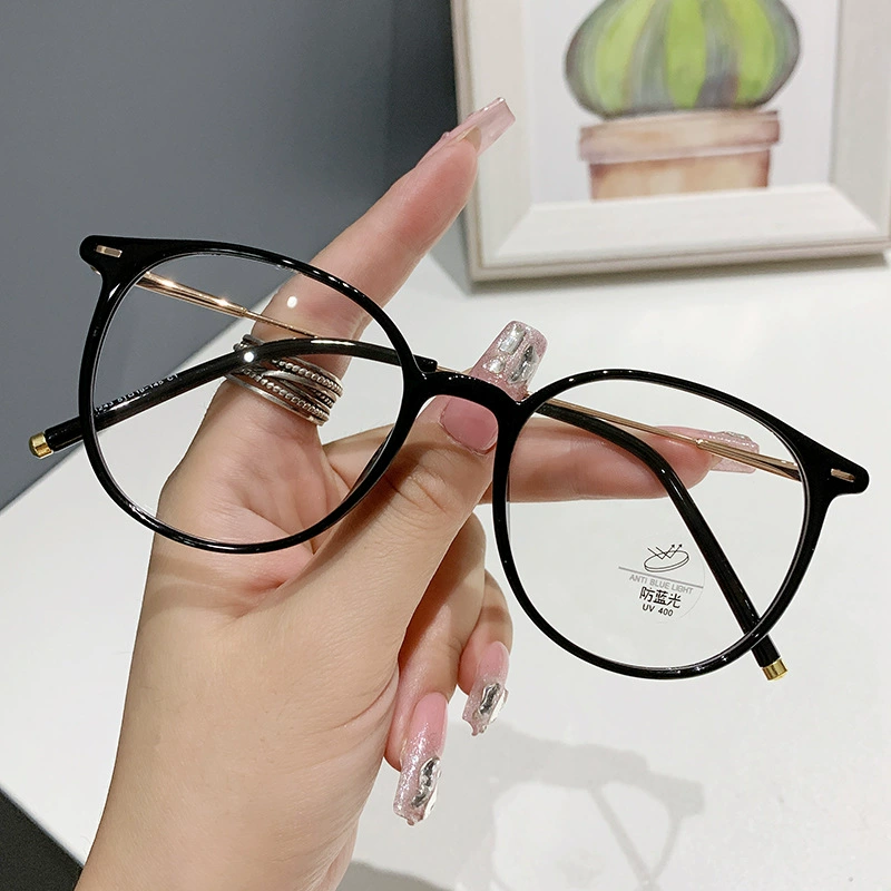 Xiaohongshu style round TR vintage blue-light plano sunglasses lightweight literary student prescription frame 01243