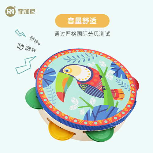 Instrumentos musicales para la educación temprana de niños: sonajero, maracas, tabla de sonidos, pandereta, juguetes musicales de madera personalizados para bebés de 0 a 12 meses.