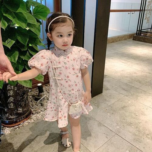 Girls Dress New Retro Summer Children's Style Cheongsam Princess Skirt Children's Hanfu Baby Girl Summer Dress