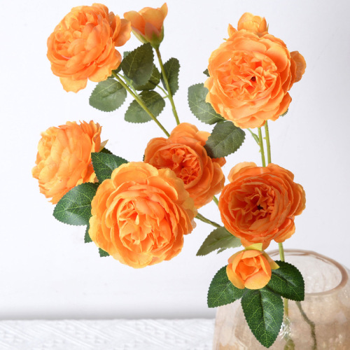 Simulated Peony Three-headed Peony Camellia Rose Silk Artificial Flower Wedding Ceremony Hall Hotel Home Decoration Ornaments