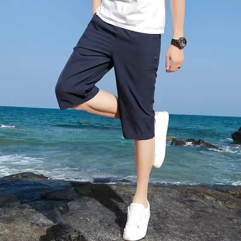 Camisas de verano ropa deportiva casual pantalones cortos de hombre de mediana edad pantalones cortos de playa de secado rápido pantalones de hielo de hombre moda