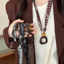 布艺木珠几何爱心吊坠项链时尚复古民族风毛衣链波西米亚百搭饰品