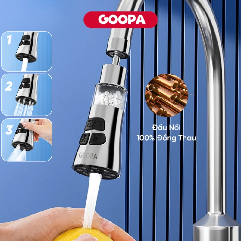 Cross-Border Water Faucet with Pressurized Filtration, Three Powerful Spray Modes, 6-Degree Rotation, Flexible Use, Rotatable