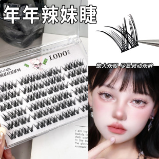 Large Capacity Annual Hot Girl False Eyelashes Thick Curly Slim Long Soft w-shaped Eyelashes Segmented Single Cluster Cartoon Eyes