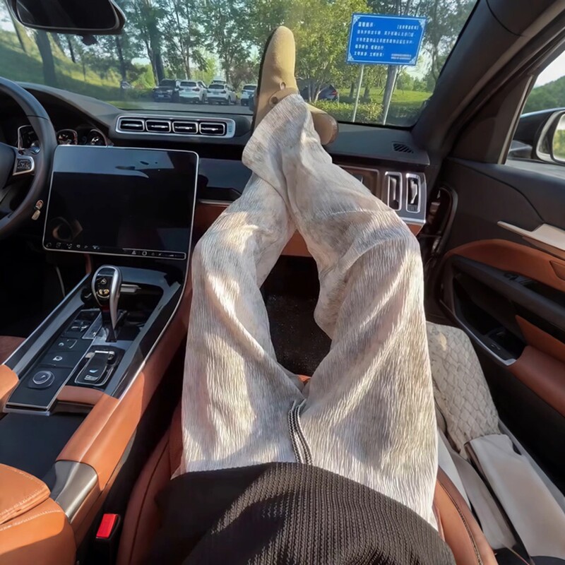 Textured Tie-Dye Ice Silk Pants for Men, Summer Thin Style, Loose and Lazy Style Pants, Straight Quick-Drying Air-Conditioned Pants