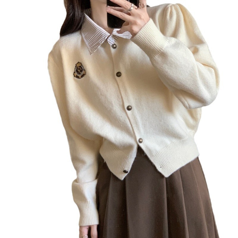 2025休闲女长袖开衫毛衣针织衫女装春秋气质高级叠穿宽松显瘦上衣|undefined