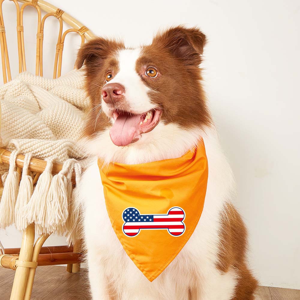 Fabricante en stock nuevo transfronterizo Día DE LA Independencia Americana mascota triángulo Toalla de algodón de una sola capa mascota bufanda perro saliva toalla
