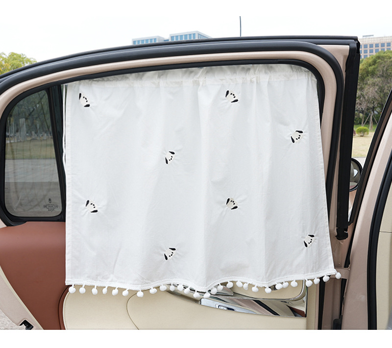 Car sunshade cotton embroidered bear car side window heat insulation sunshade creative telescopic car sunshade