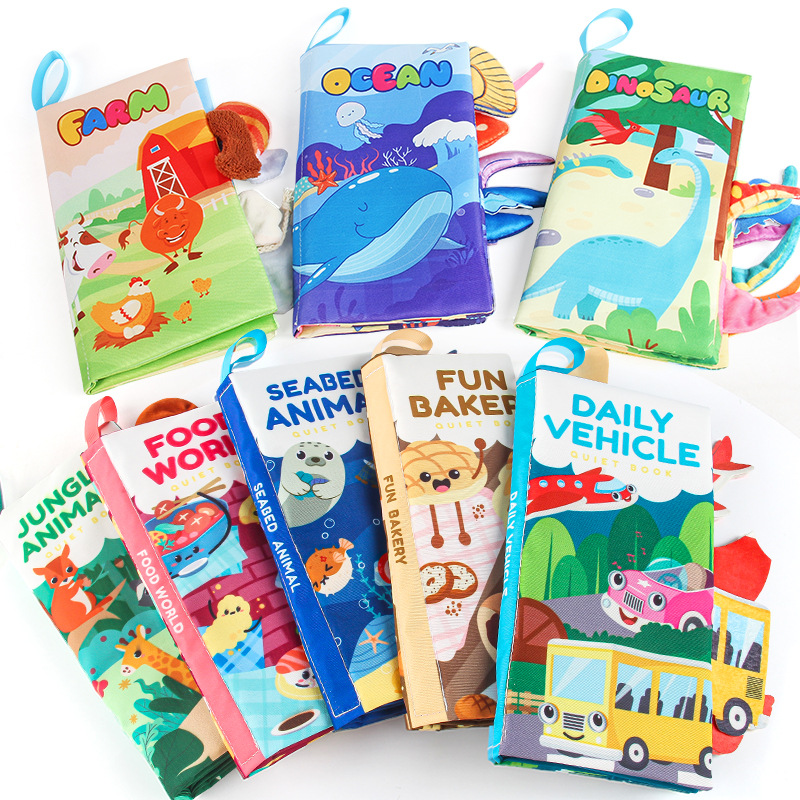 Bebés de educación temprana animal cola bebé libro de tela animal marino libro de palma animal forestal libro de tela juguete transfronterizo