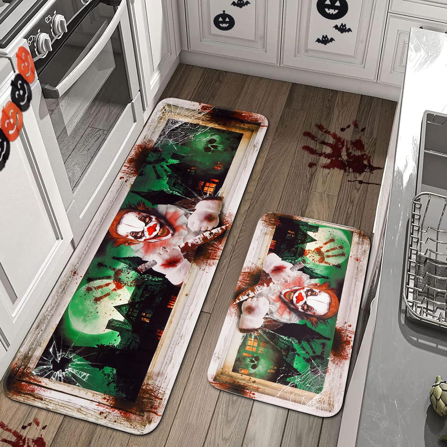 Domácí a zahradní rohožka s lebkou do kuchyně, restaurace, dvoudílná, dlouhý pás, vodoodpudivá, odolná proti nečistotám, oleji, savá rohožka, lze zaslat jménem..._voghion.com