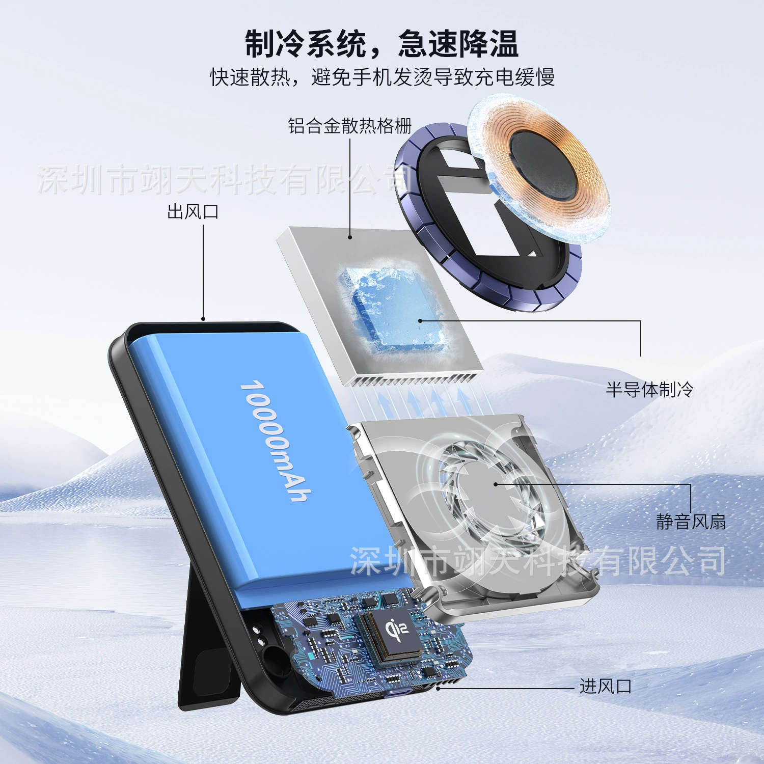 "(Cross-border trading), magnetic handheld power supply, 2 three-in-one, 10000mah"
