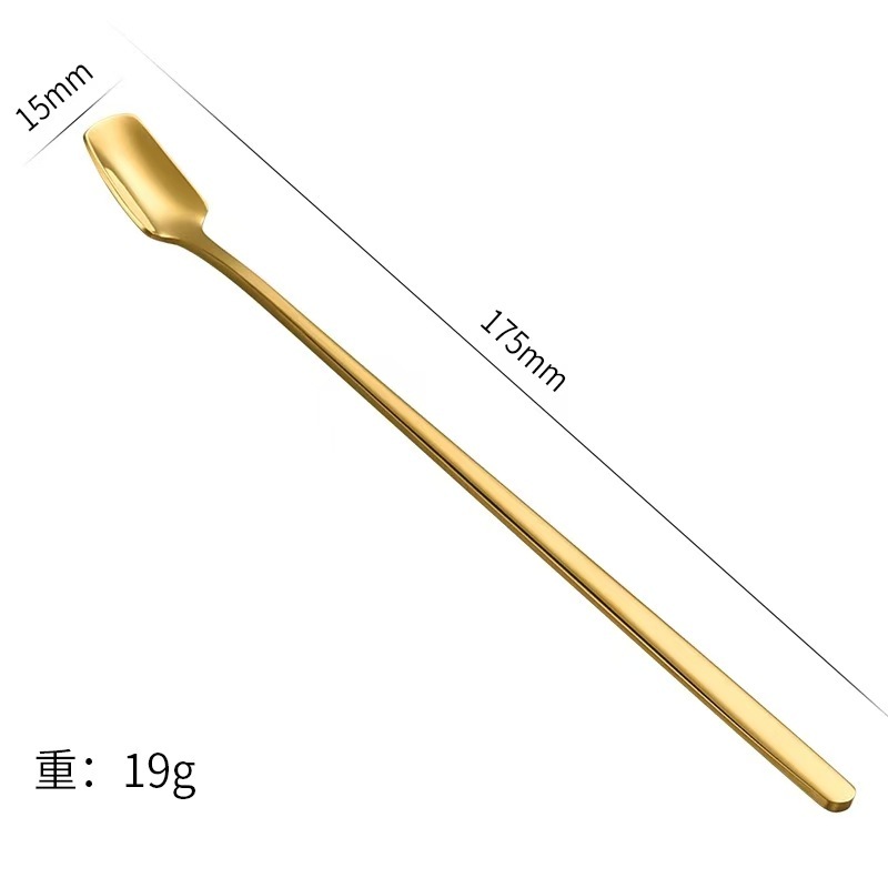 304不锈钢咖啡勺长柄方头勺马克杯小勺子 加厚搅拌勺创意冰勺礼品|undefined