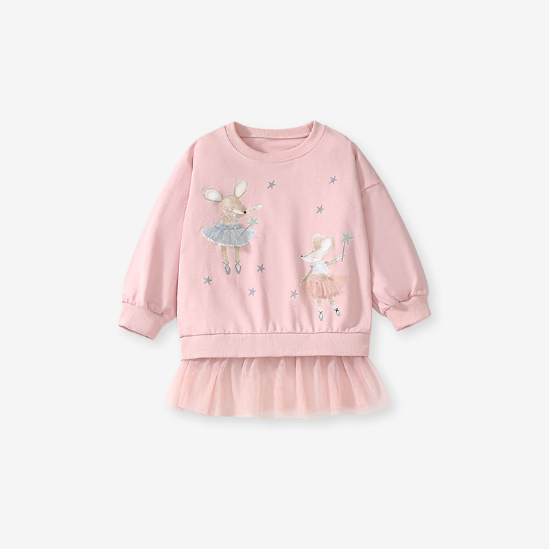 Little Maven personalizado otoño manga larga niñas traje de malla europea y americana traje de niños de dibujos animados traje de niñas