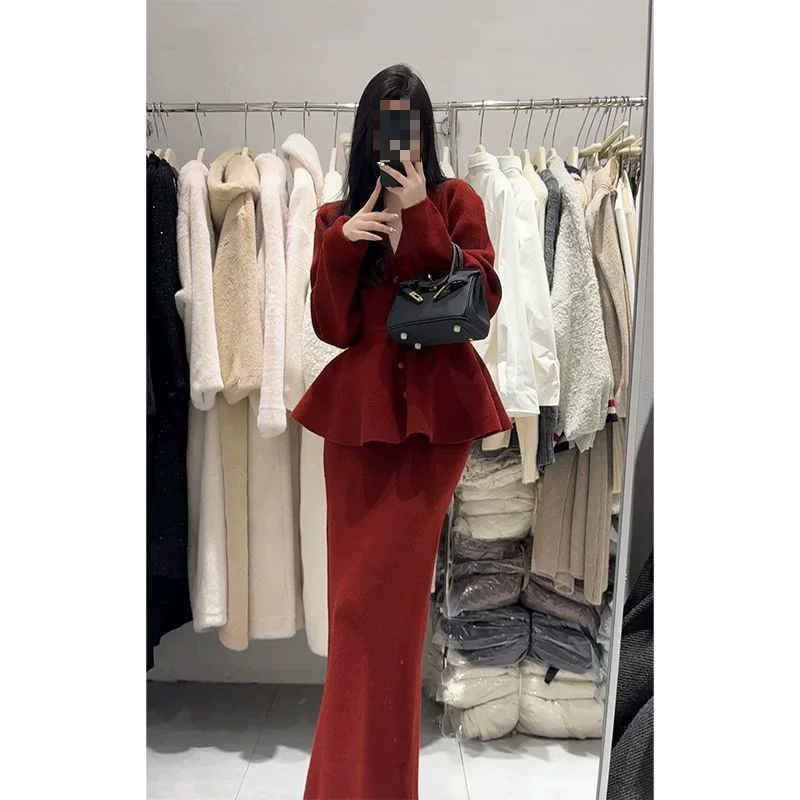Зимний облегающий браслет? knitted universal sweater, skirt, set, Korean style