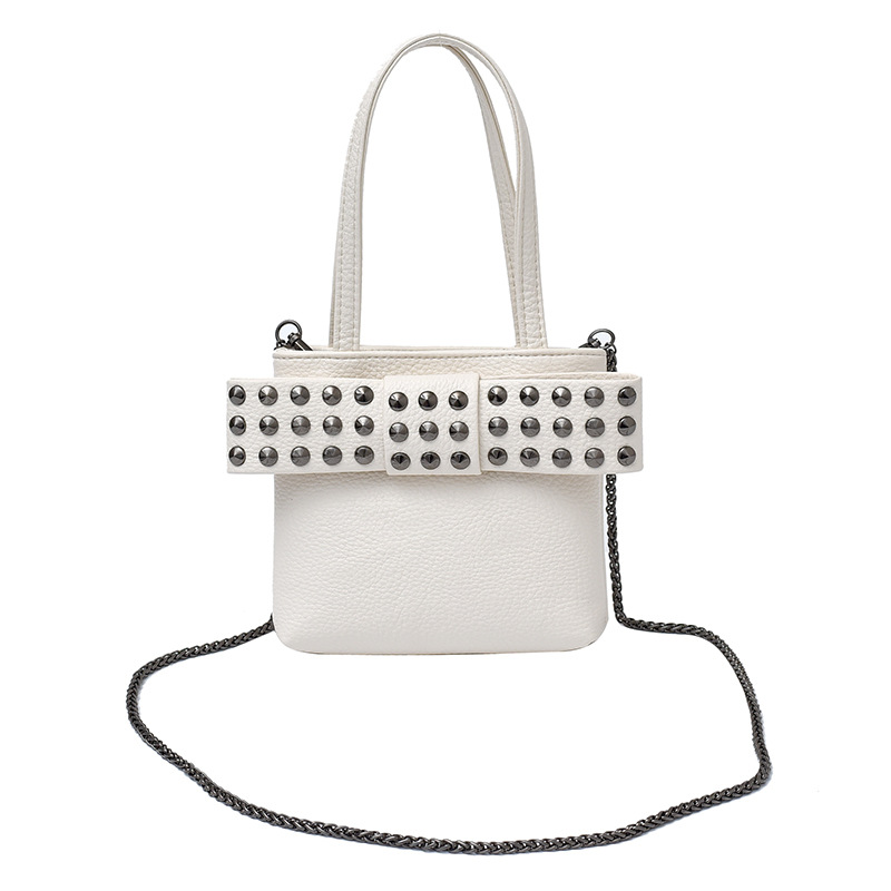 Bolso de textura transfronteriza 2025 nuevo bolso de cadena retro bowknot bandolera moda remache bandolera