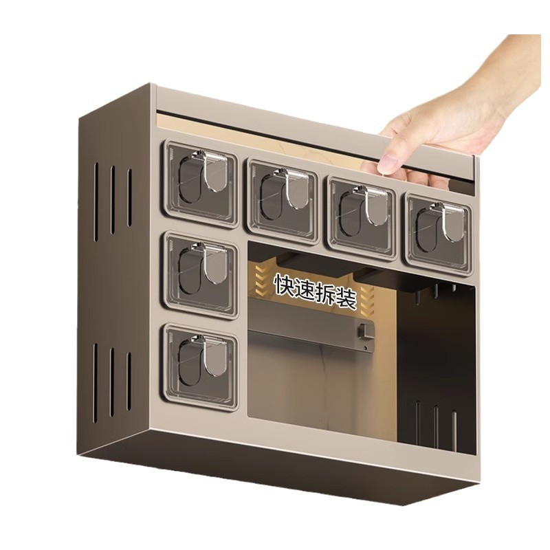 Estante de almacenamiento de condimentos de cocina sin agujeros perforados multifuncional tipo pared almacenamiento de salina de sal de aceite para el hogar