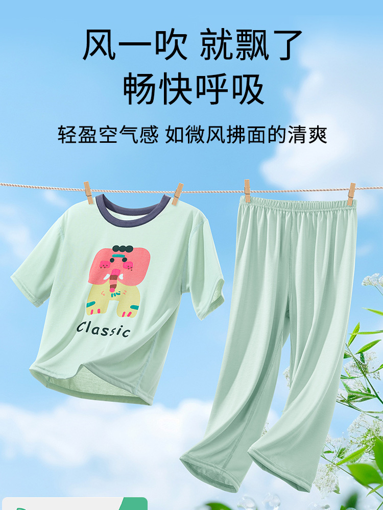 Pijamas para niños, estilo nuevo de verano, pantalones largos de manga corta para niñas, ropa de descanso para niñas, ropa para niños grandes, ropa para aire acondicionado
